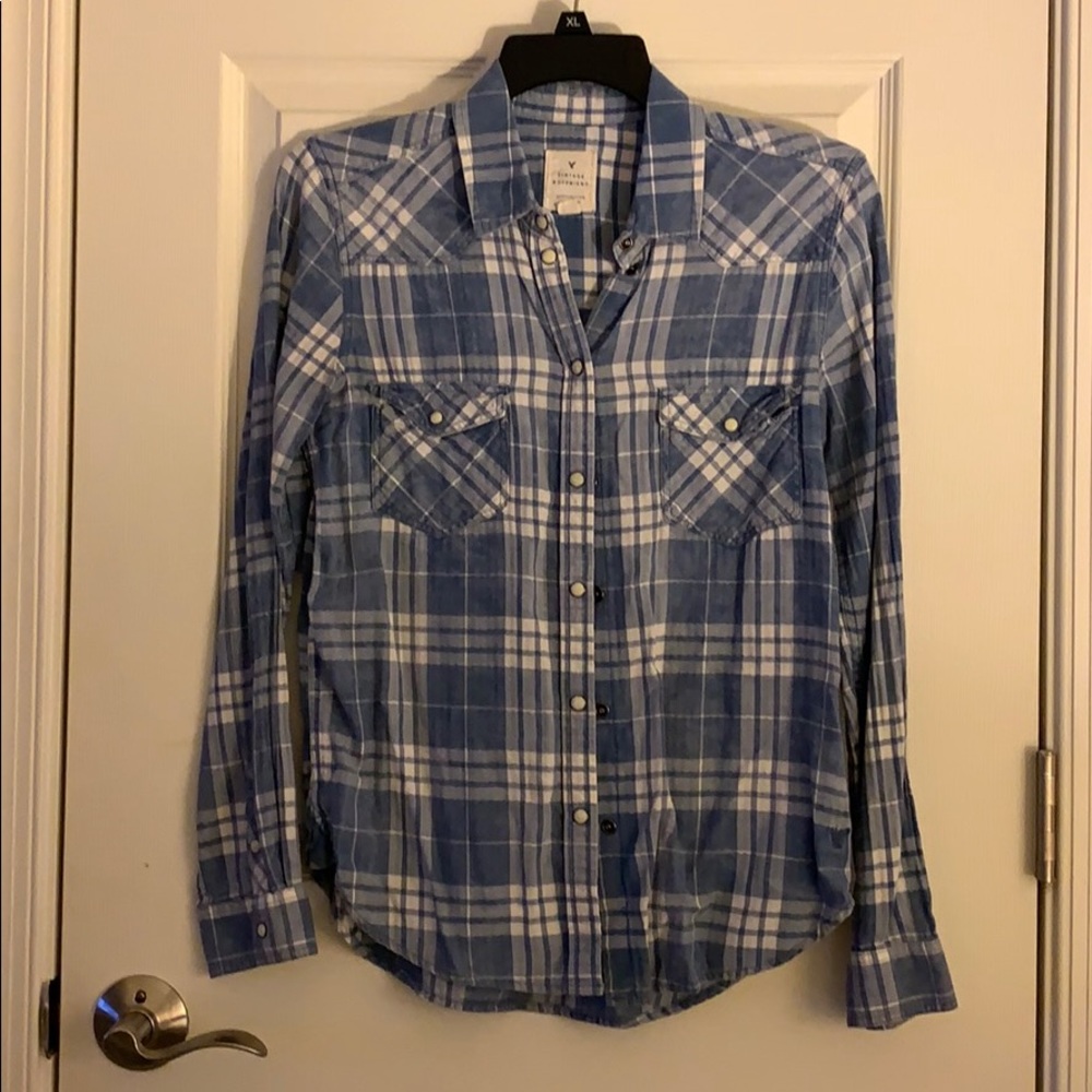 American eagle plaid button down